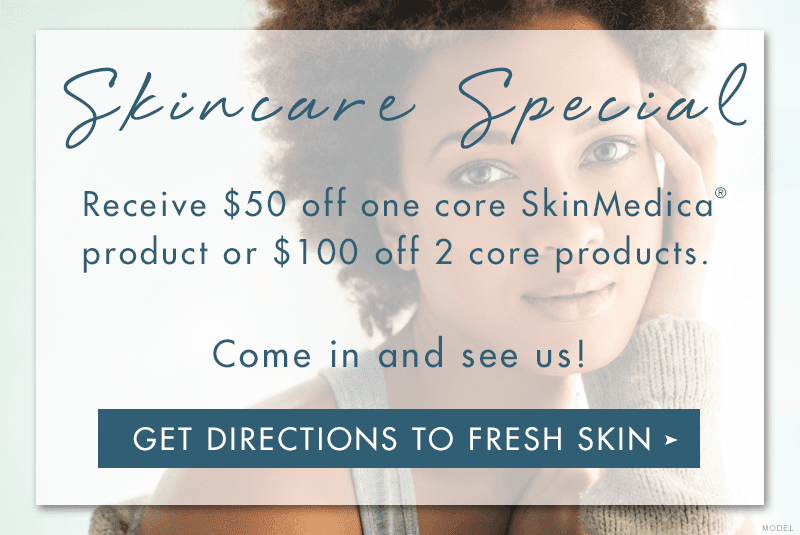Skincare special: Get 50 dollars off 1 core skin medica product or 100 dollars off 2 core products. Link to directions