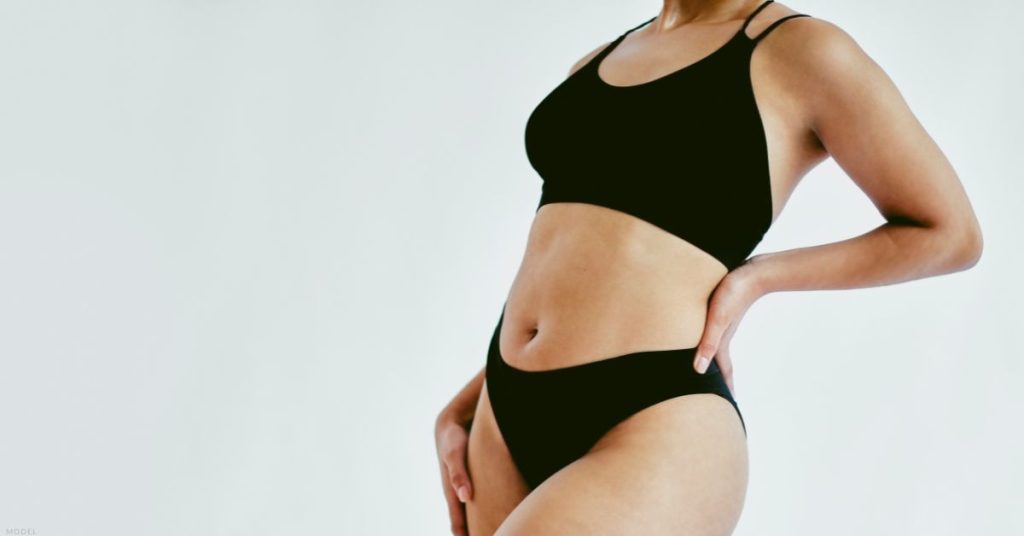 Woman wearing black lingerie (model)